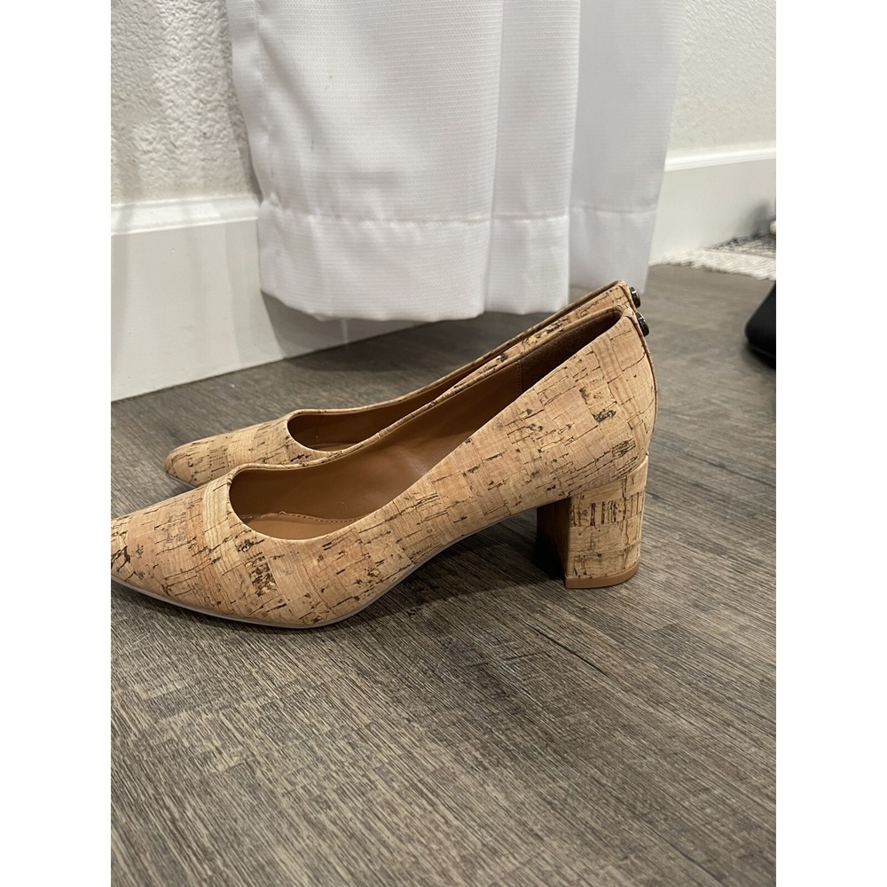 Donald Pliner Stephani‎ Cork Pump Women's Size 6 Block Pointed Heels Minimalist